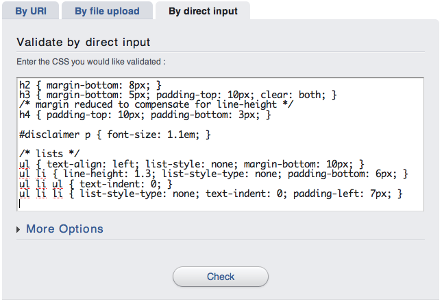 Validation by direct input