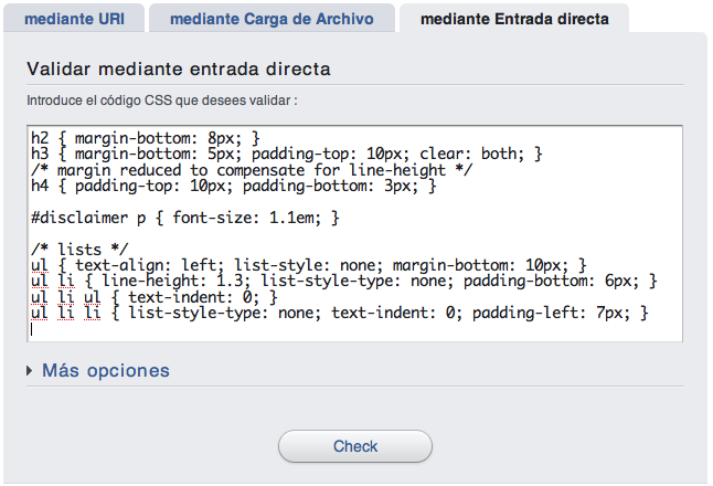 Validación mediante entrada directa